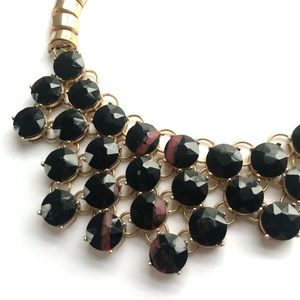 Black Faceted Stone Gold Necklace
